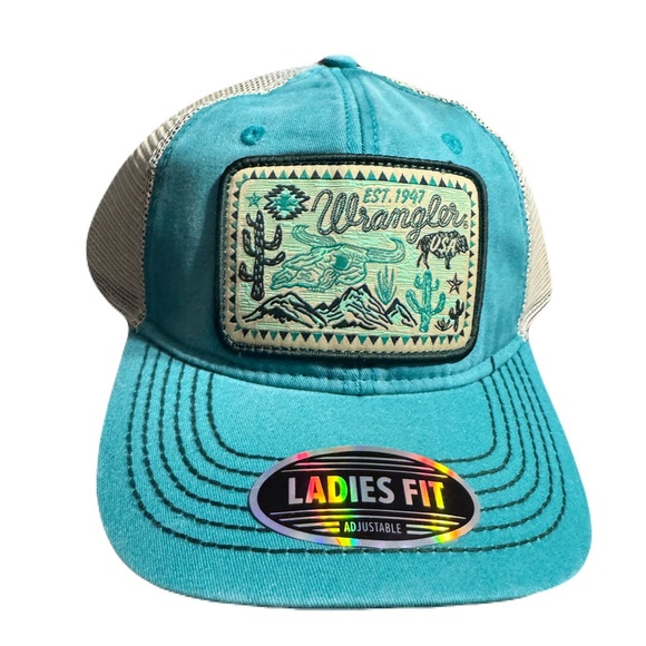 Wrangler Accessories - Wrangler Teal Trucker Hat Ladies Fit Adjustable